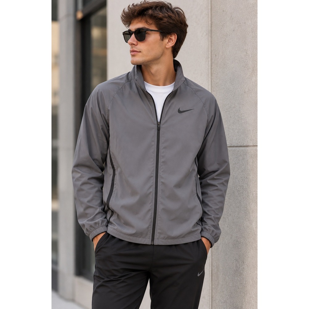 Nike Track Jacket Gray Sporty Full Zip Dri-FIT Athleisure Mens Small